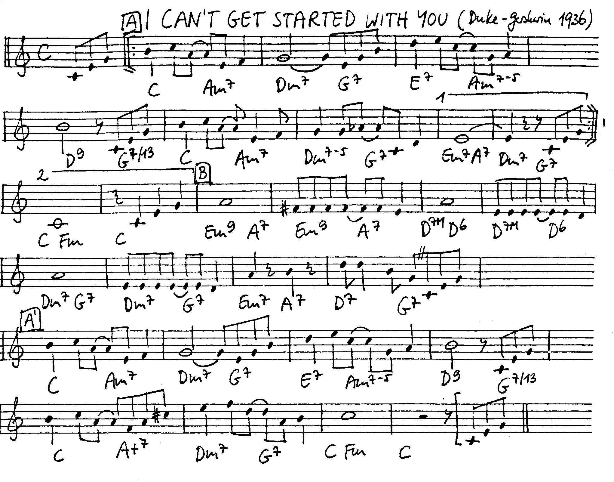 i can't get started free jazz leadsheet - Courtesy of the Jungle Jazz Band